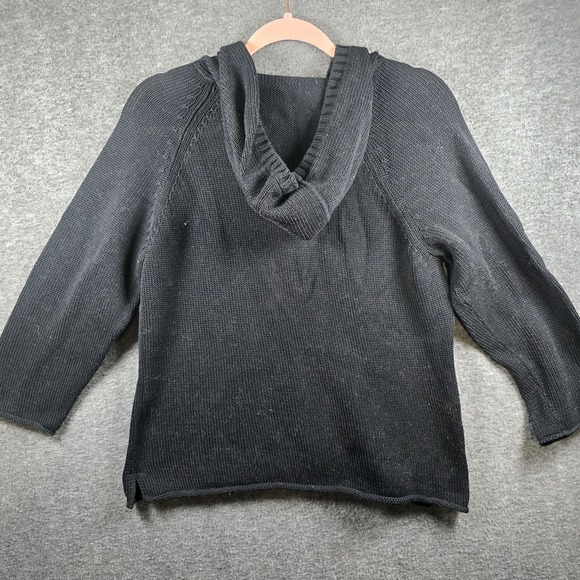 Tommy Bahama Women‎ L 12/14 Black 1/4 Button Closure 3/4 Sleeve Pullover Sweater - Picture 6 of 10